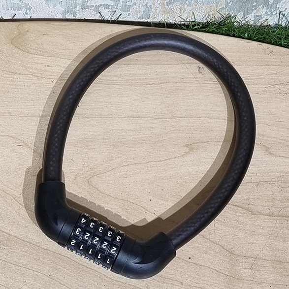 [0901] ลวดสลิง หุ้มPVC ล็อคจักรยาน แบบแข็ง กันขโมย รหัสล็อค5หลัก หนา10มิล หมดปัญหาลืมกุญแจ