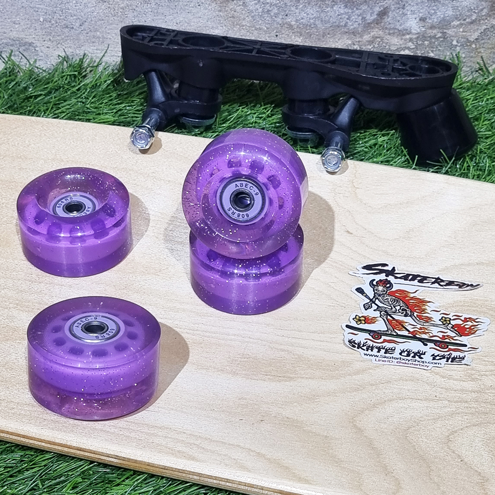 [0315] ล้อ Roller Skate พร้อมลูกปืน 58x32 82A มีกากเพชร วิบวับ