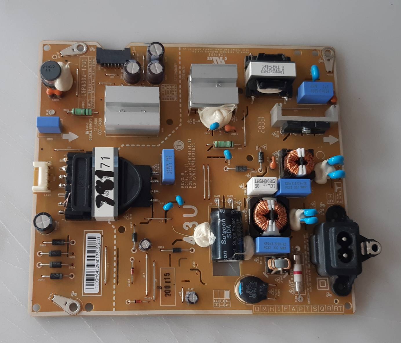 อันที่ 781 LG 43UM7100PTA ซัฟฟลาย EAX67209001 EAY64529501 ดีเทสแล้ว