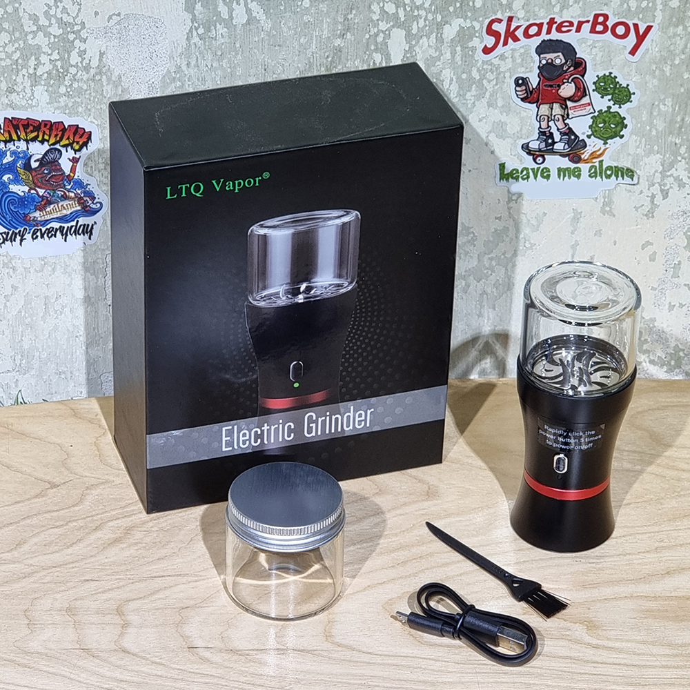 [1002] Electric Grinder เครื่องบดสมุนไพร USB แรงดี ใบมีดคม โหลแก้ว ที่เก็บสำรอง ที่บดสมุนไพร