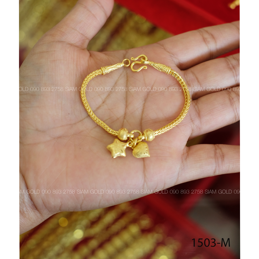 สร้อยข้อมือ สี่เสาจี้หัวใจและจี้ดาว 2 ส. (M)