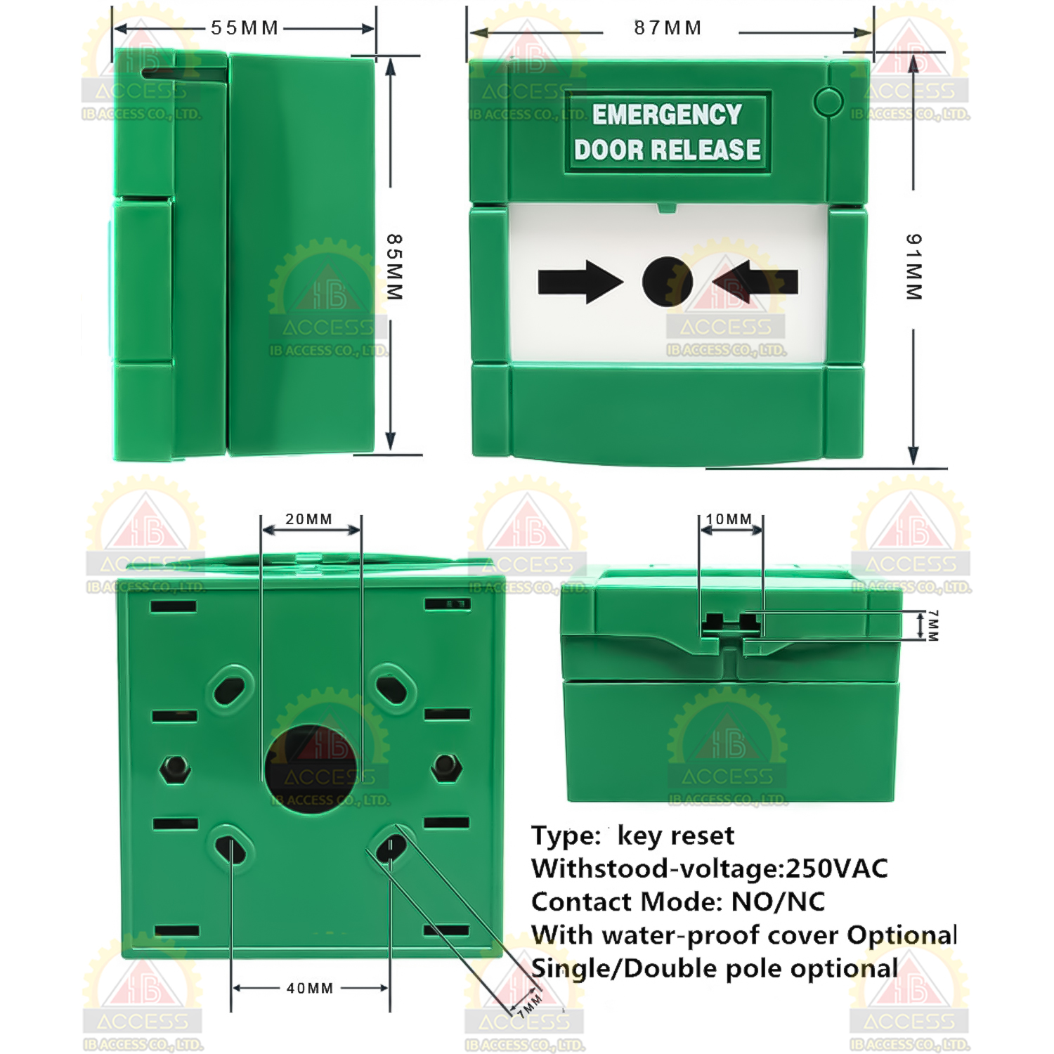 Emergency Break Glass แบบพลาสติก (Double pole optional)