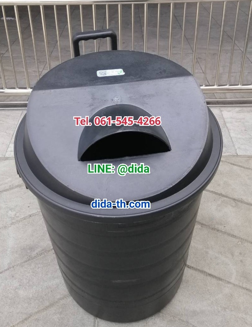 ถังขยะพฤกษา ตัวถังสีดำ มีล้อลาก
