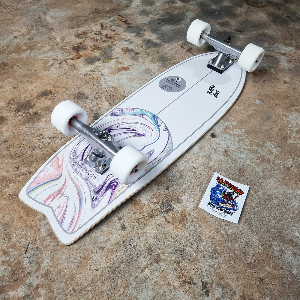 0202 RareAnt Surf skate บอร์ด 31x9.5นิ้ว ล้อ 65mm ทรัค CX4 setting ดี งานสวย ปริ้นลายลงผ้า