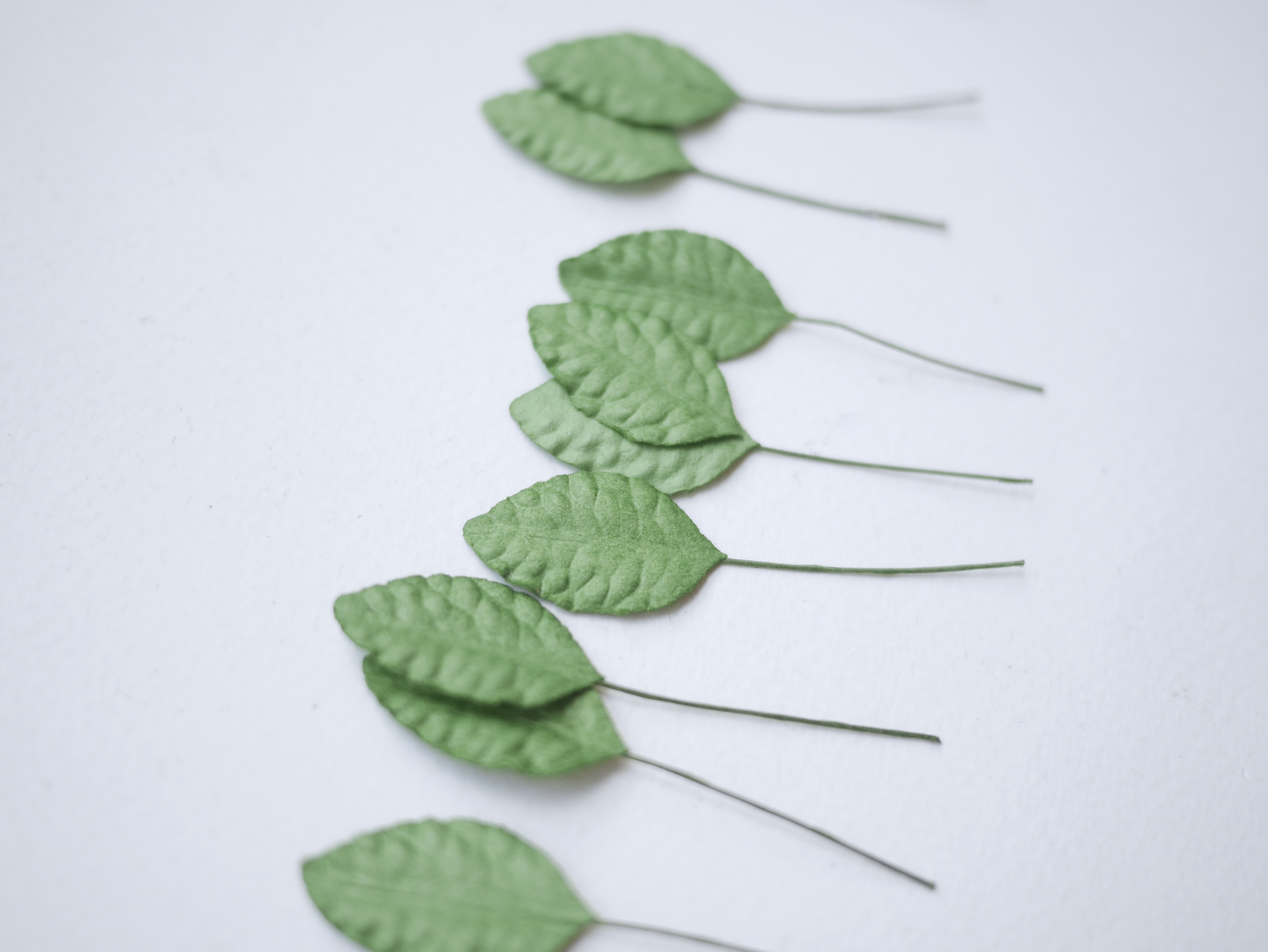 ใบไม้กระดาษ ใบไม้กระดาษสา ราคาส่ง,ใบไม้กุหลาบกระดาษ สำหรับดอกมะลิกระดาษสา ใบไม้ประดิษฐ์ สำหรับตกแต่ง หรืองานแต่งงาน สีเขียว ขนาด 2.5x1.5 cm. จำนวน 100 ใบ