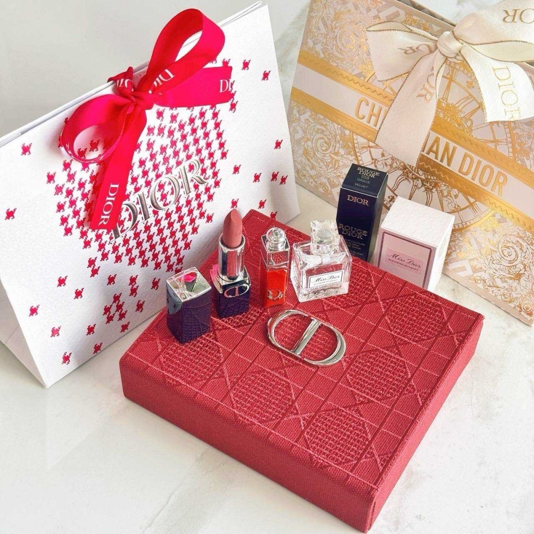 Dior Perfume & Lips Miniature Set With Case & Limited Bag ( 5 Items )