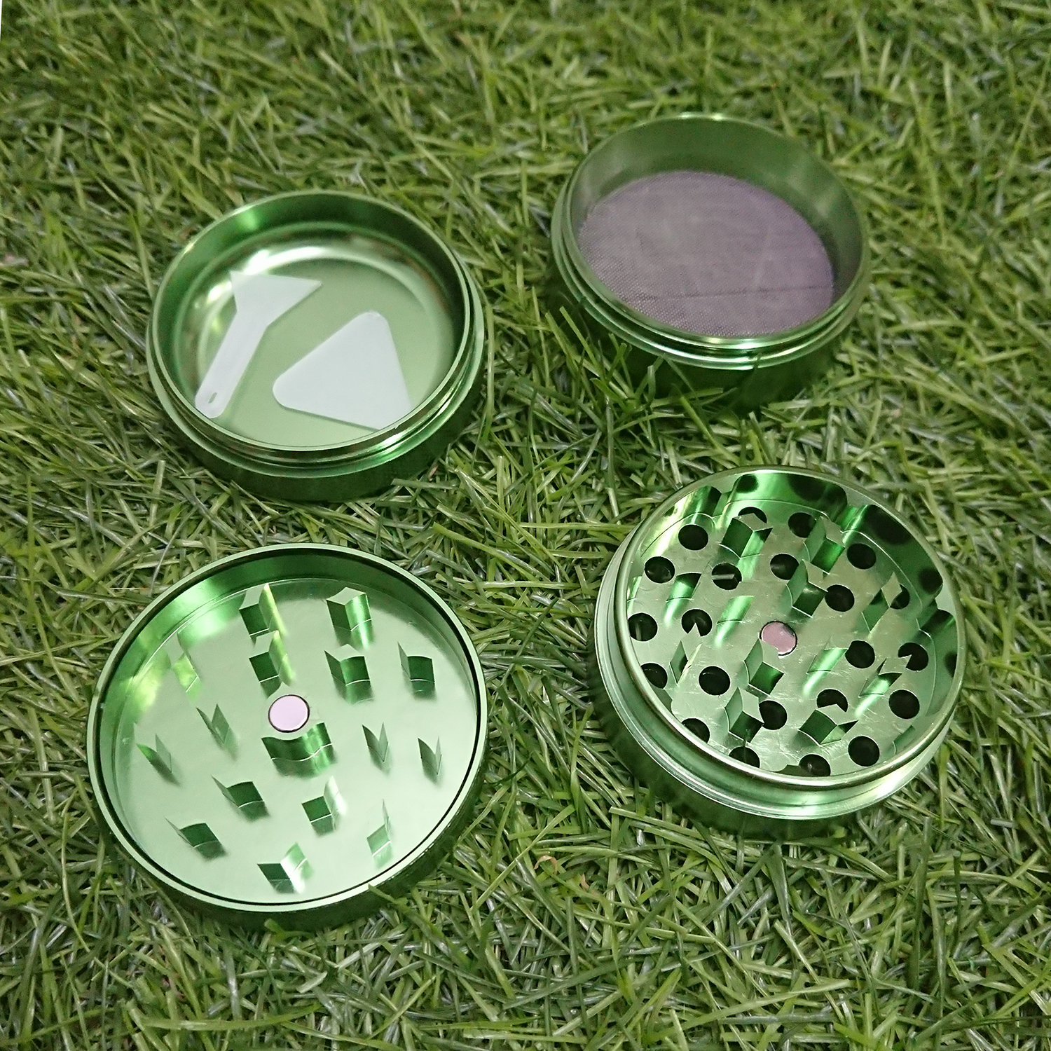 [1002] Grinder ขนาด 50x40mm 4ชั้น ฟันคม งานCNC ที่บดสมุนไพร เครื่องบดสมุนไพร บดกาแฟ ไกเดอร์บด
