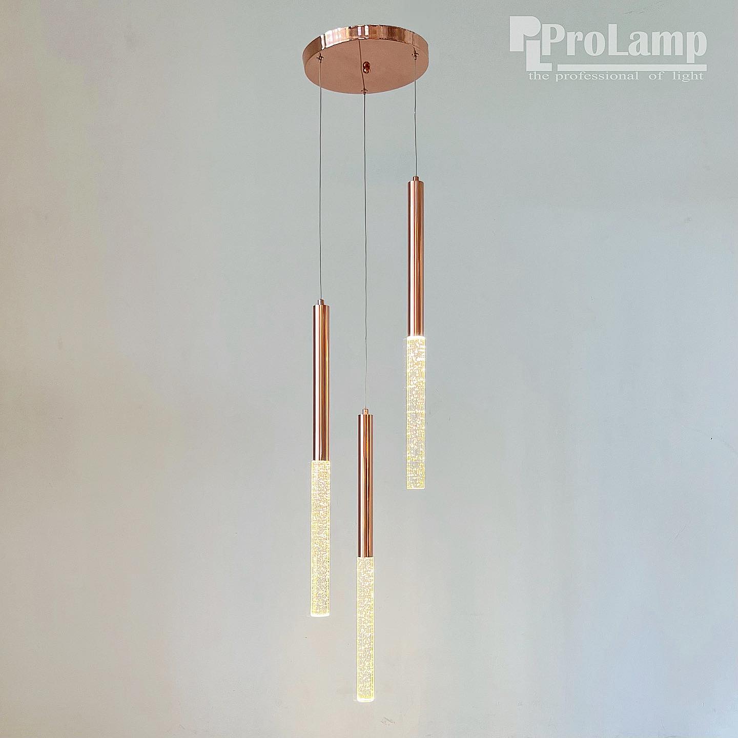 โคมไฟห้อย H7187-3 58CM (RG) แท่งยาว Rose Gold สไตล์โมเดิร์น