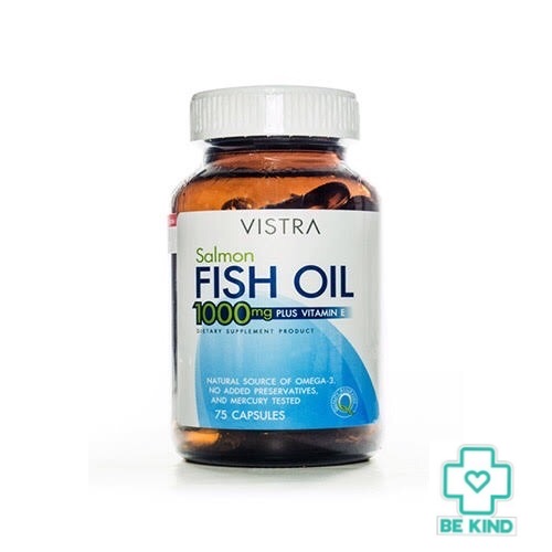 VISTRA Salmon Fish Oil 1000 mg Plus Vitamin E 75 caps วิสตร้า น้ำมันปลาแซลมอน 1000 มก พลัส วิตามิน อี 75 แคปซูล