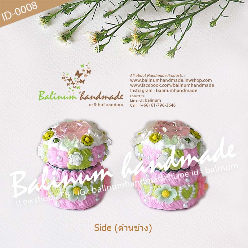 เคสยาดม DIY เรซิ่นสวนดอกไม้ ยาดมพิมเสนน้ำสำลี ตราโป๊ยเซียน (กระปุก 8 CC.) งานเคส DIY โดย บาลีนัมป์แฮนด์ เป็นงานเรซิ่นแท้100% ม่วง (Purple)