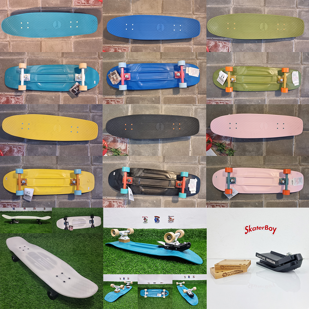 0202 สเก็ตบอร์ด Penny 32" street cruiser แปลง surfskate ใส่ Waterborne หลังไม้ Street surf skateboard