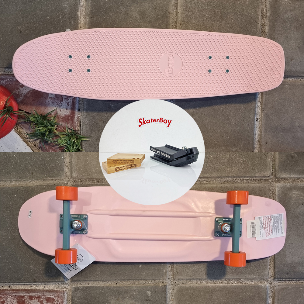 0202 สเก็ตบอร์ด Penny 32" street cruiser แปลง surfskate ใส่ Waterborne หลังไม้ Street surf skateboard