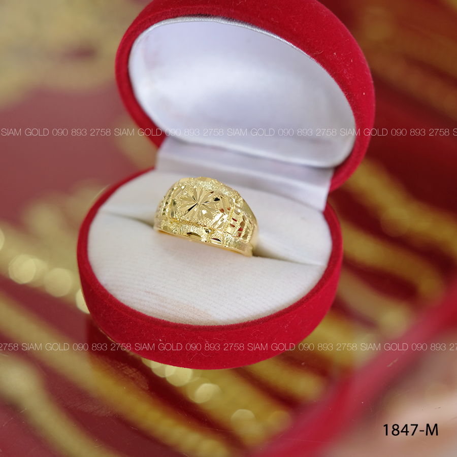 (M) แหวนทองลายตัดสิบจิก