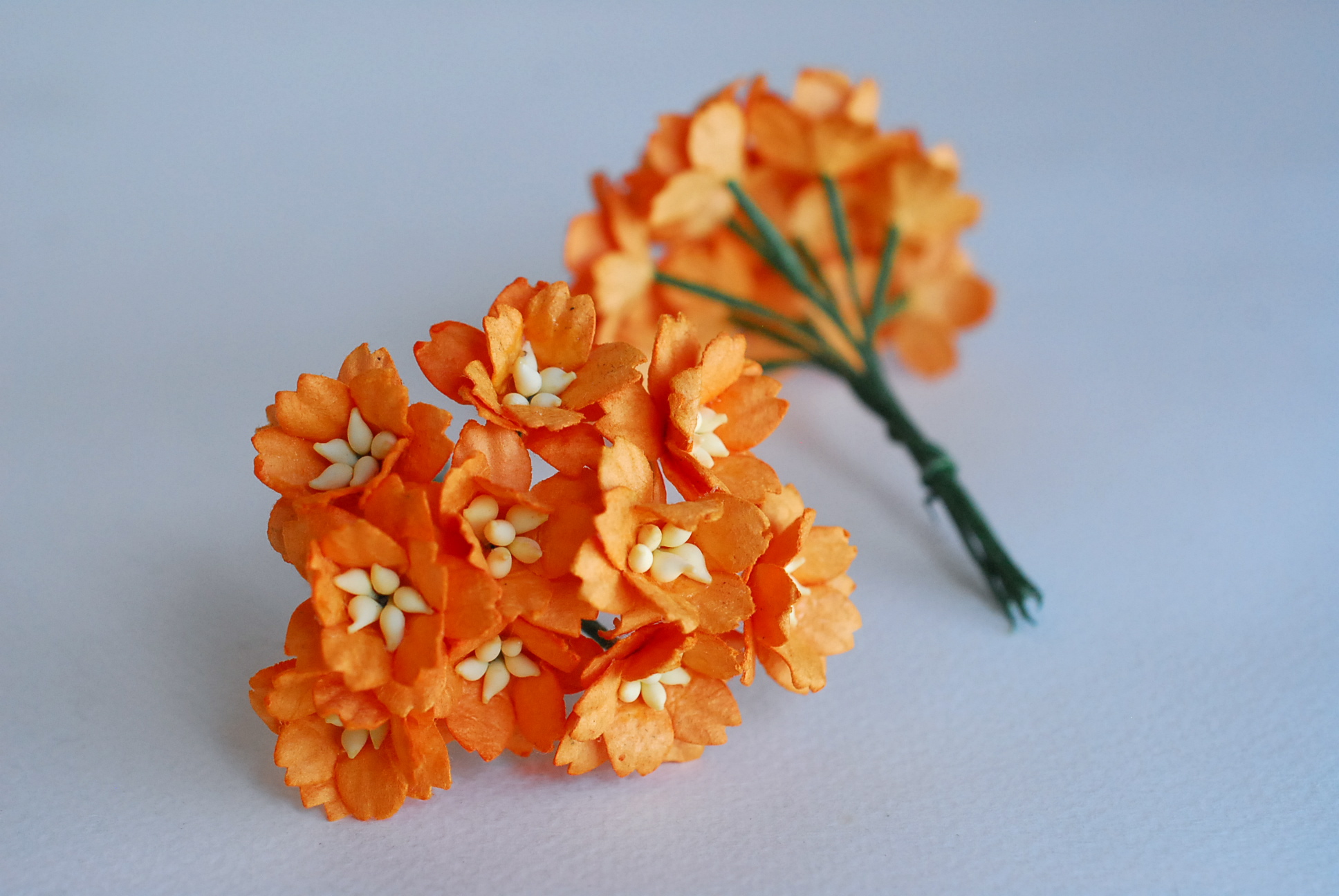 ดอกไม้กระดาษสา ดอกซากุระกระดาษ ขนาดเล็ก ดอกไม้กระดาษสาราคาส่ง ดอกไม้กระดาษสำหรับตกแต่งของชำร่วย งานแต่งงาน ทำช่อดอกไม้ติดอกเจ้าบ่าว ข้อมือดอกไม้เจ้าสาว ขนาด2.0 cm. 50 ดอก สีส้ม Paper flowers supplies: DIY wedding tools small Cherry blossom (Sakura) 50 pcs