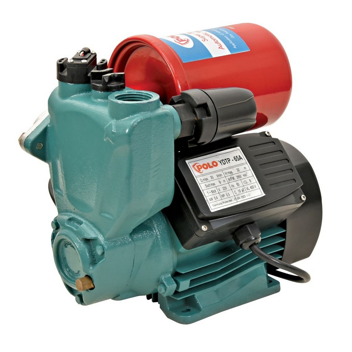 ปํ๊มหอยโข่ง 0.5 Hp POLO รุ่น YDTP-65A ขนาดท่อ 1" ส่งสูง 32 ม. ปริมาณ 35 ลิตร/นาที