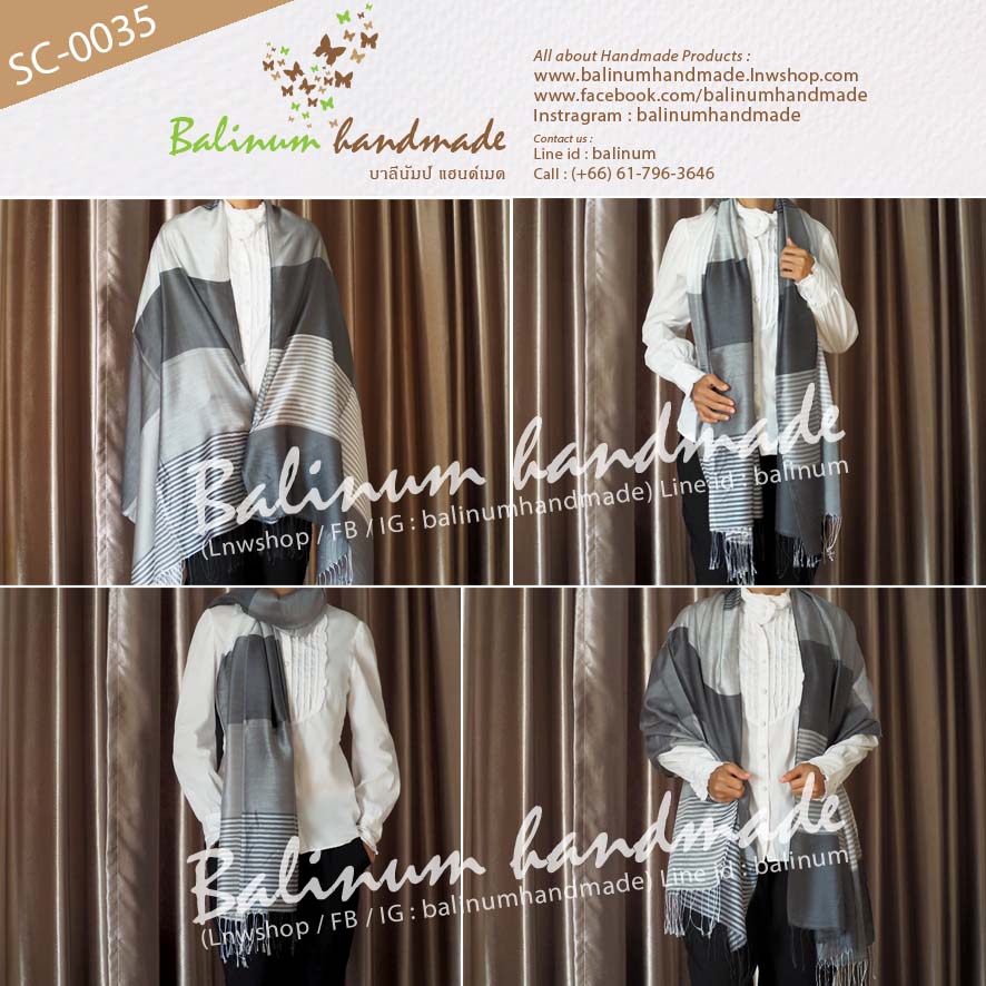 Thai Silk Scarf 100% Very Soft and Thin Fabric, Make You Feel Comfortable and Warm ผ้าพันคอผ้าไหม 100% เนื้อผ้านุ่ม ลื่น บางเบา ให้ความอบอุ่น รู้สึกสบาย สามารถนำมาพันคอหรือคลุมไหล่ก็ได้ (ใช้ได้ทั้งผู้หญิงและผู้ชาย) เงิน (Silver)