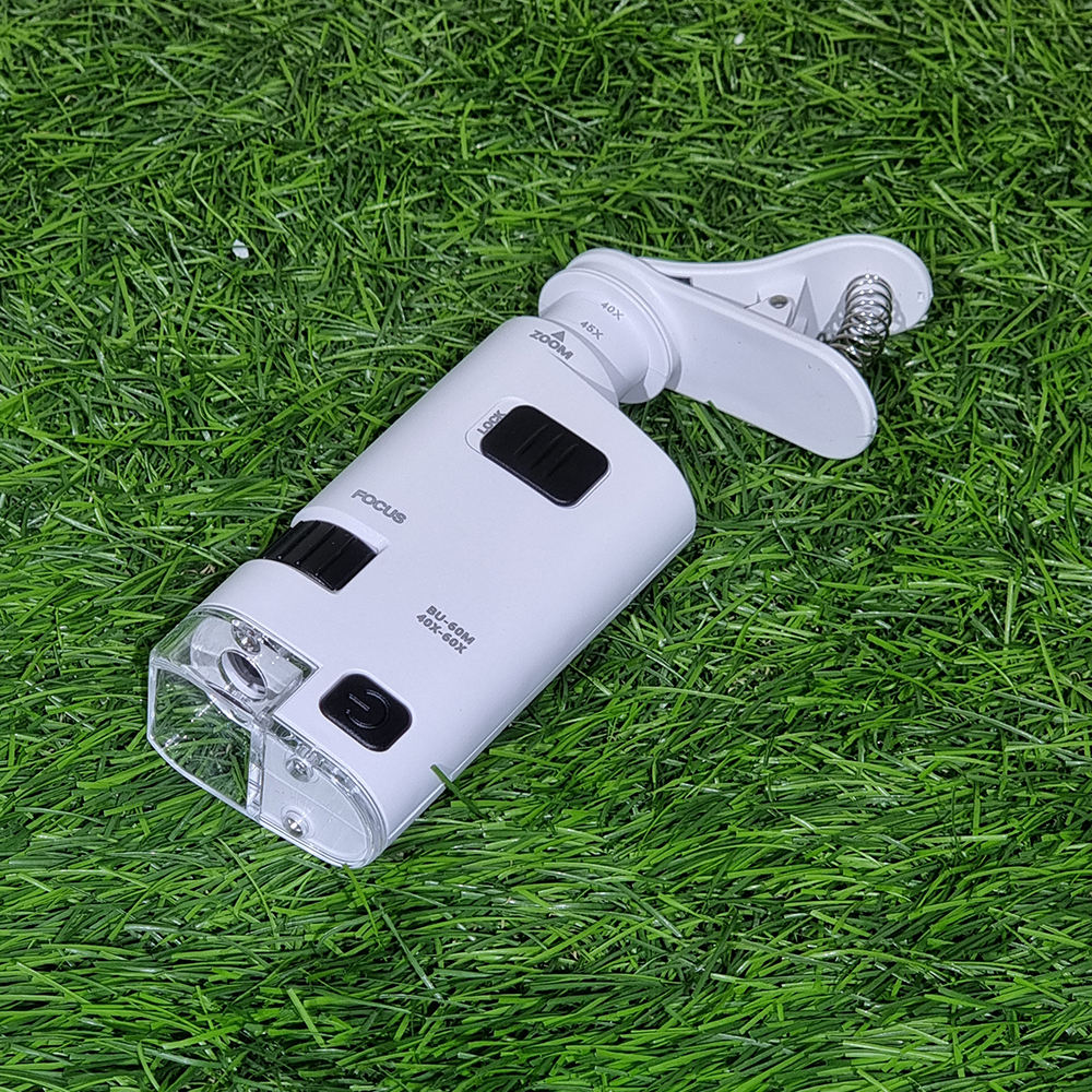 [1001] กล้องจุลทรรศน์ ส่องไตรโคม หนีบติดมือถือ ได้ทุกรุ่น ซูม40-60เท่า มีไฟ LED ถ่าน AAA