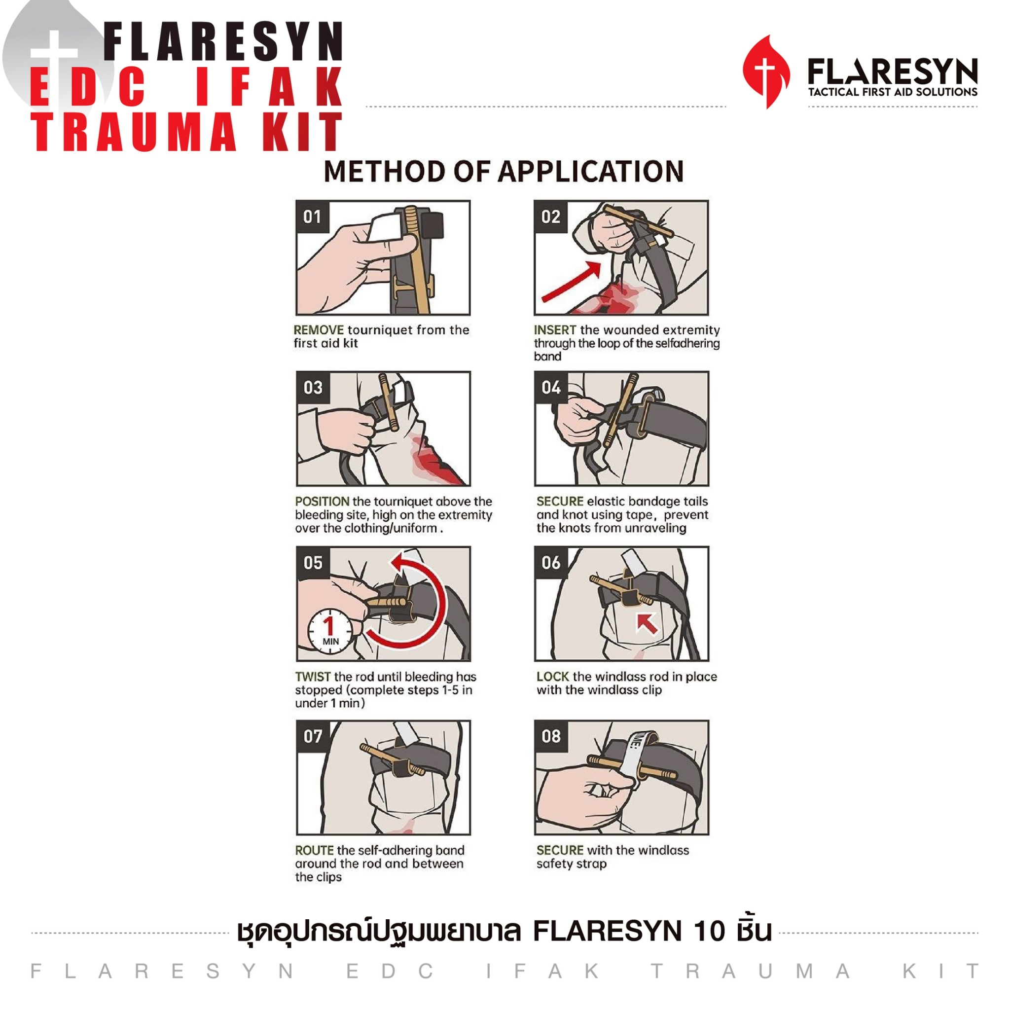 ชุดอุปกรณ์ปฐมพยาบาล FlareSyn 10 ชิ้น (K1250)