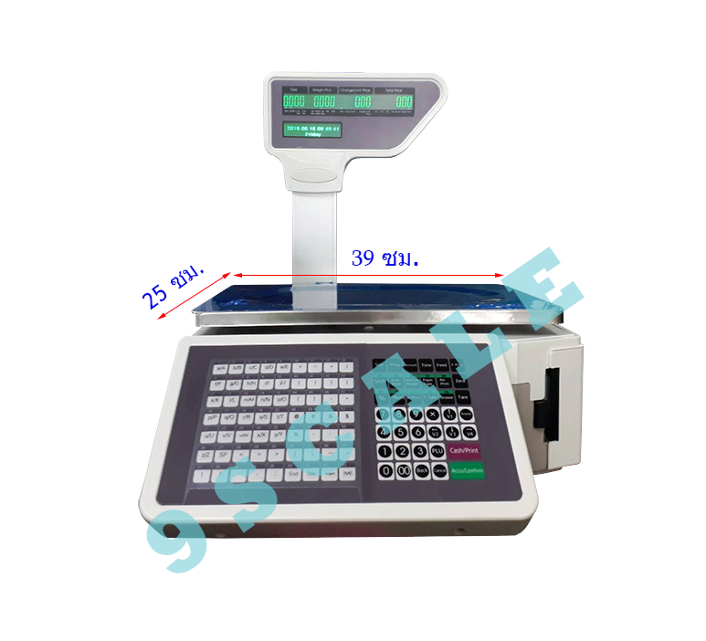 เครื่องชั่งพิมพ์สติ๊กเกอร์บาร์โค้ด รุ่น TM-30AC พิกัด 30/0.005 กก. เครื่องชั่งปรินสติ๊กเกอร์บาร์โค้ด รุ่น TM-30AC เหมาะกับการชั่งผัก ผลไม้ เนื้อสัตว์ต่างๆ ตามซุปเปอร์มาร์เก็ตหรือร้านค้า ที่มีสิ้นค้าจำนวนมาก พิกัด 30 กิโลกรัม อ่านละเอียด 0.005 กิโลกรัม จอแ