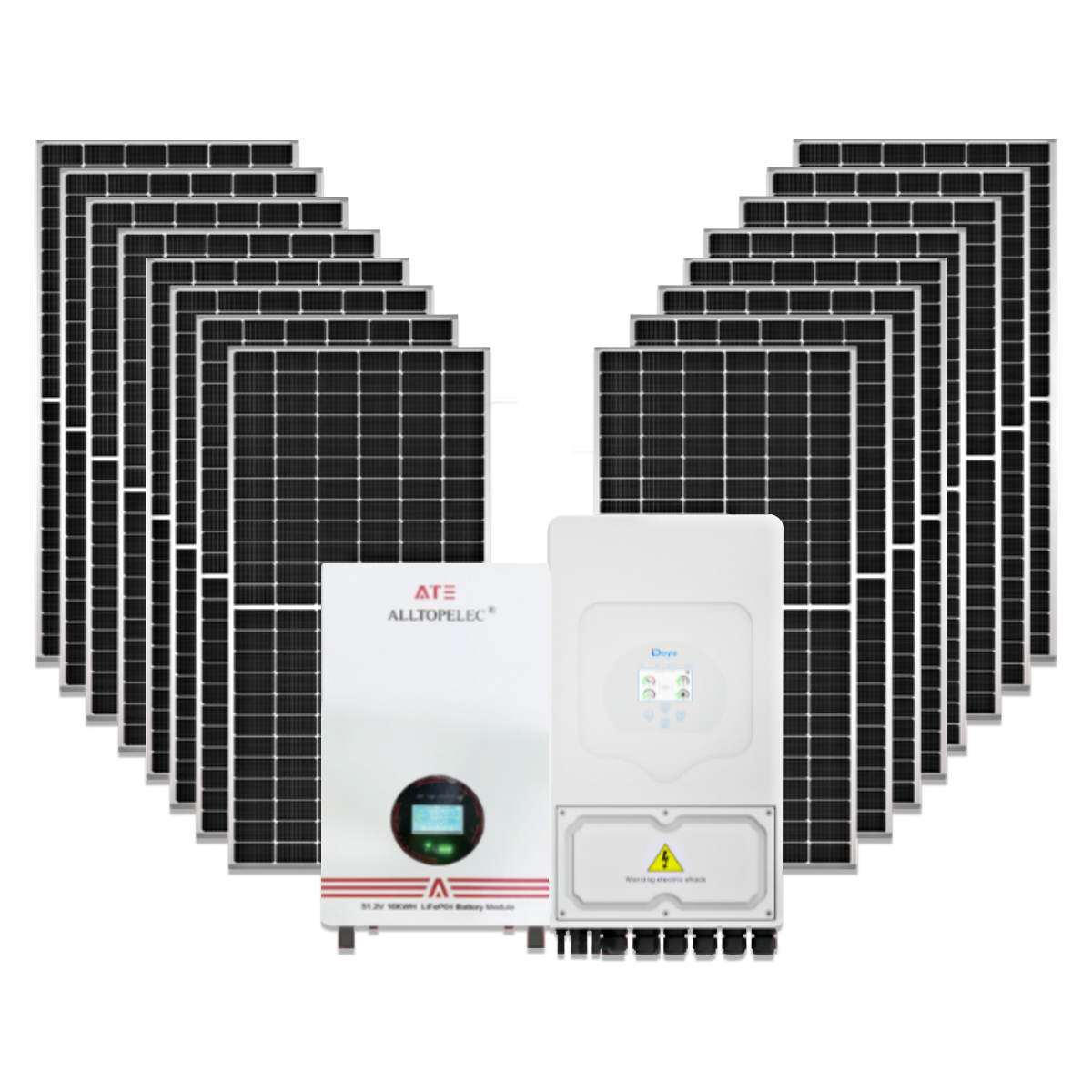 Set Solar Cell Hybrid DEYE 10KW 1PH ชุดโซลาร์เซลล์ระบบไฮบริด พร้อมแบตเตอรี่ ATE51.2V 200Ah