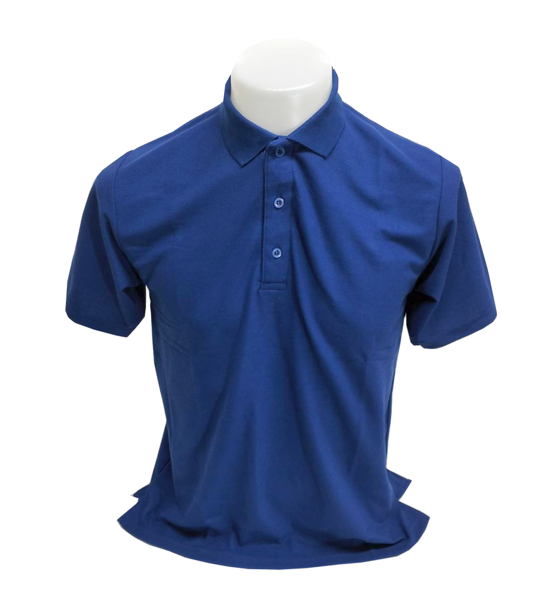 เสื้อโปโลสีน้ำเงิน ผ้าฝ้ายผสม เสื้อโปโลชาย ไซส์ L ขนาดรอบอก 42 นิ้ว
