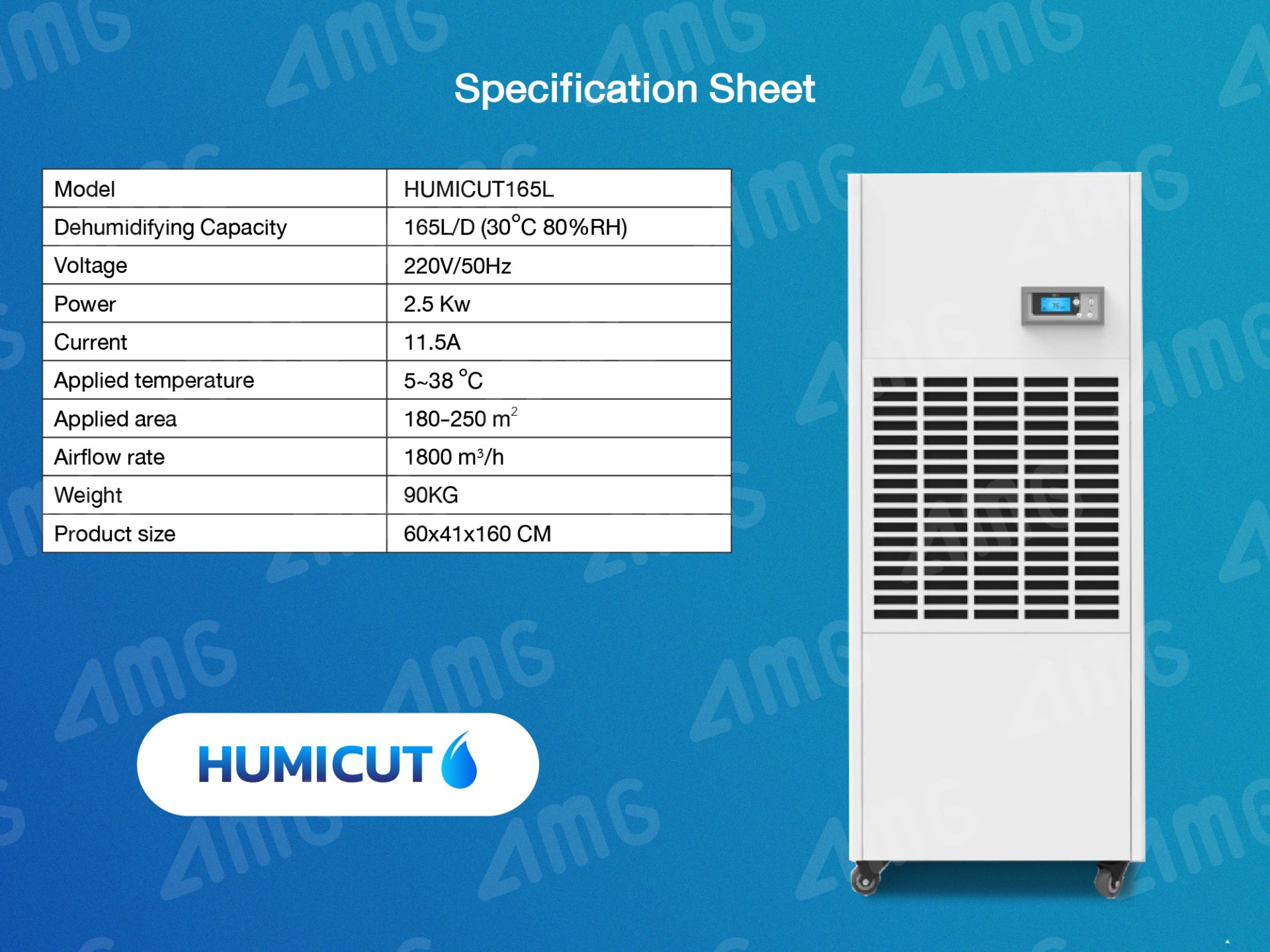 HUMICUT เครื่องลดความชื้นอุตสาหกรรม รุ่น Humicut 165L