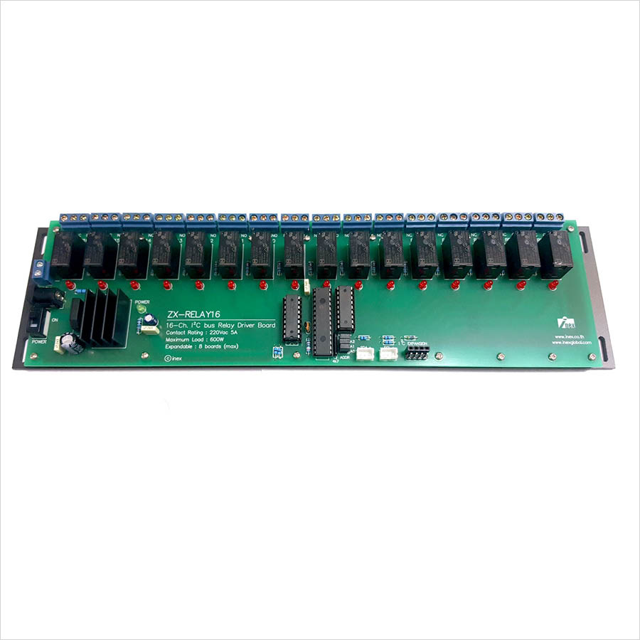 ZX-RELAY16 แผงวงจรขับรีเลย์ 16 ช่องผ่านระบบบัส I2C