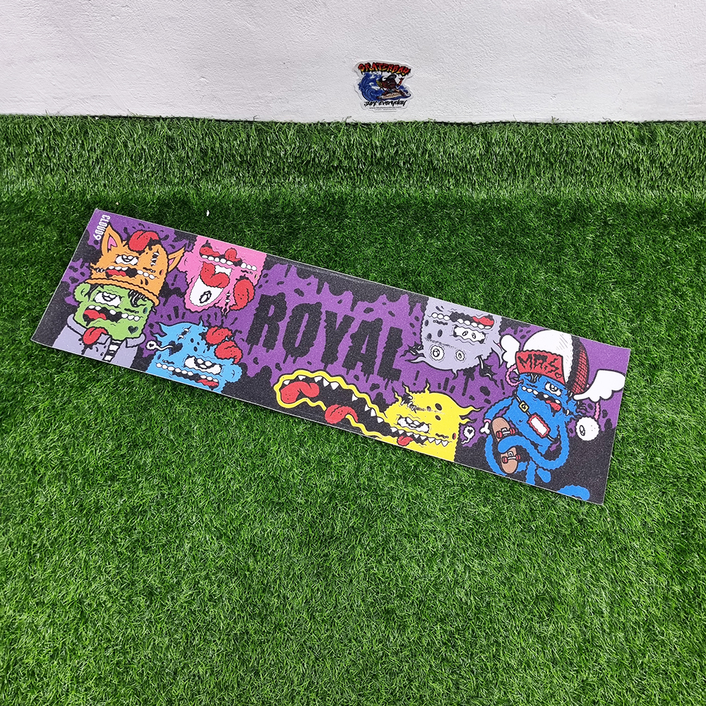 [0304] สติ๊กเกอร์กระดาษทราย ลายแก๊งการ์ตูน ขนาด 83x24cm street skateboard Grip tape