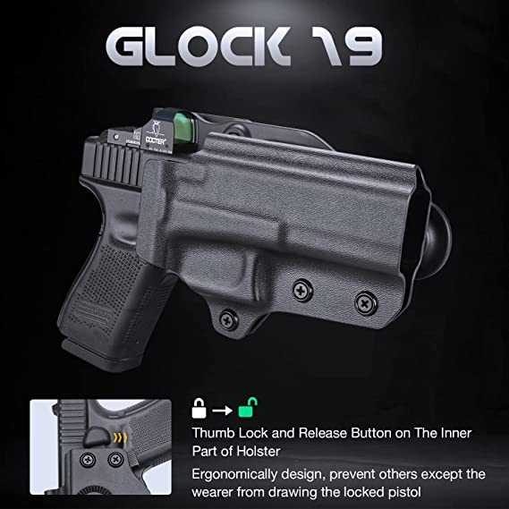 ซองพกนอกปลดนิ้วโป้ง KYDEX Glock 19/17/22/23/31/44/45 + เพลทต่ำ Warriorland (K0990)
