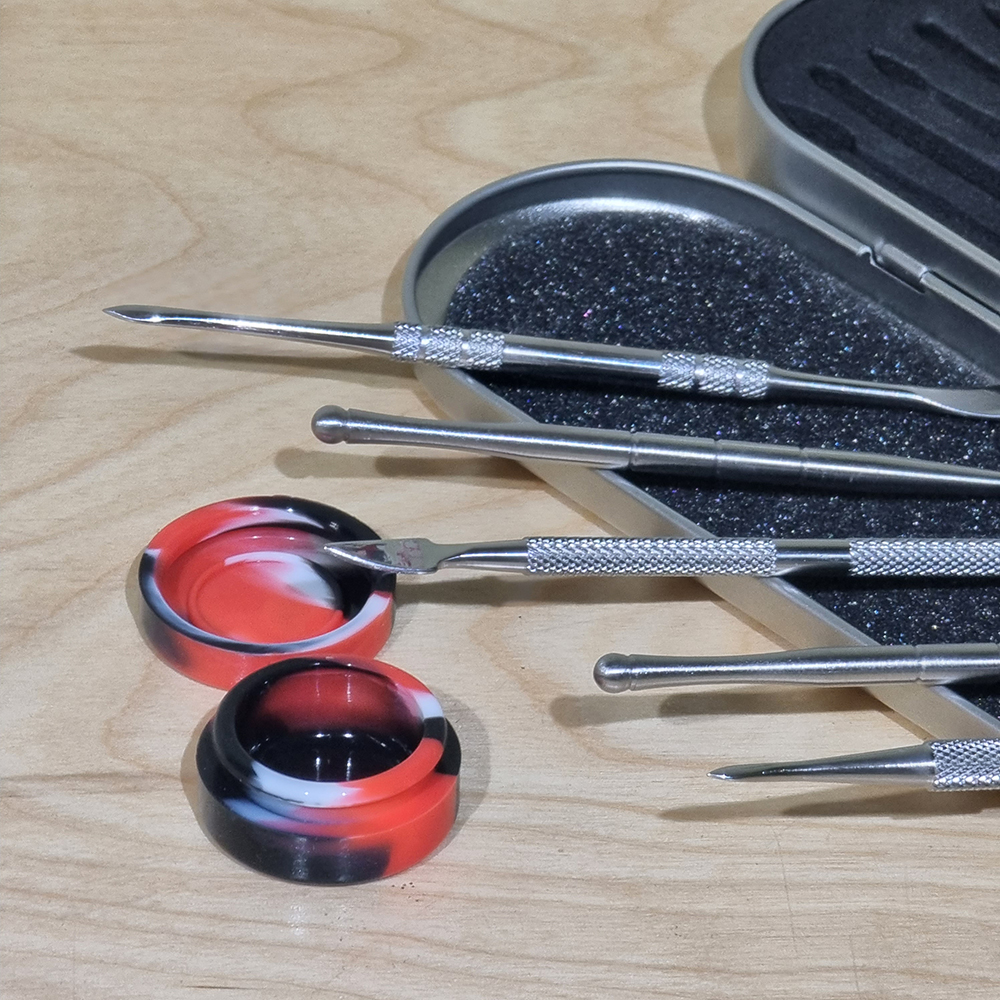 [1003] ไม้แยง ช้อนตัก สแตนเลส ซิลิโคนเก็บ งาน Wax Dab hash พร้อมกล่อง