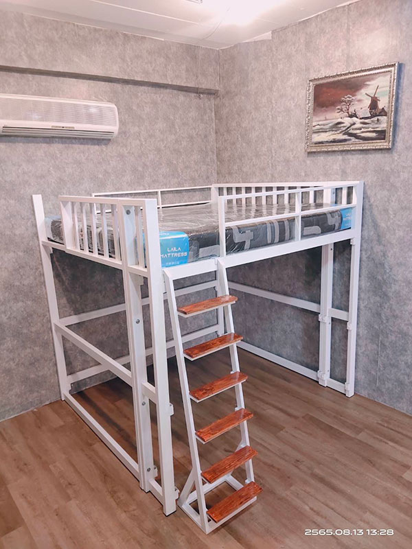 AM-109 เตียงเหล็กลอย 6 ฟุต กันตกเว้น 2 ช่อง ราคารวมที่นอน