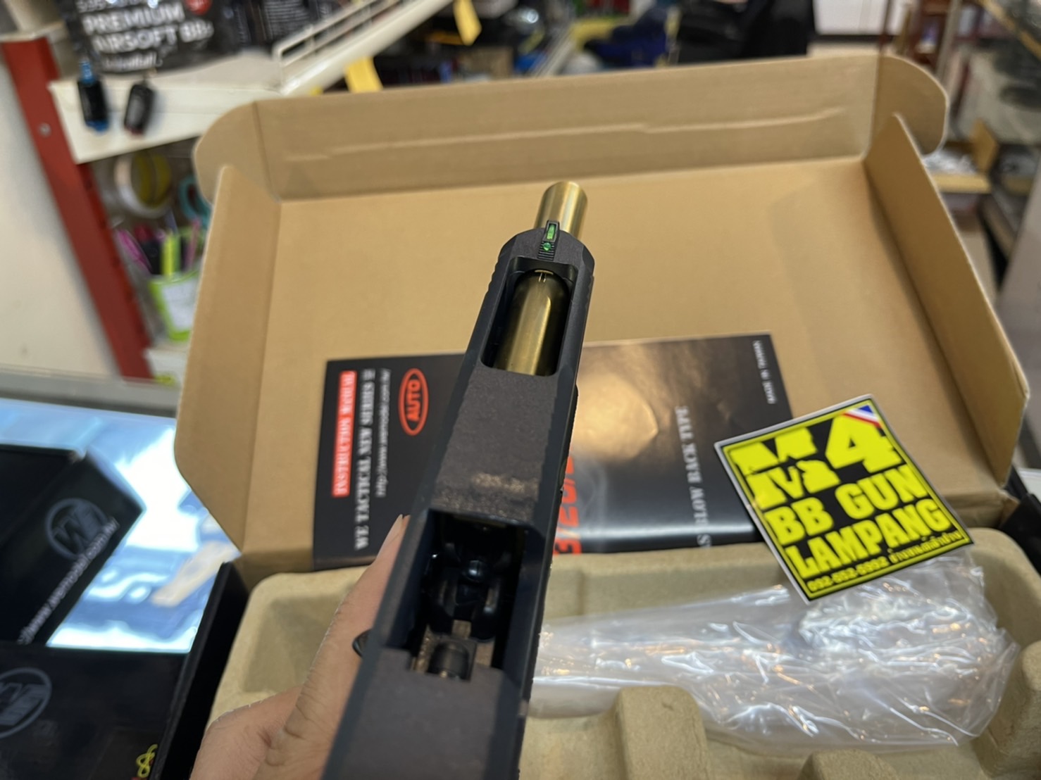 WE - Glock 34 G-Force T1 เฟรมดำ สไลด์ดำ ท่อเงิน