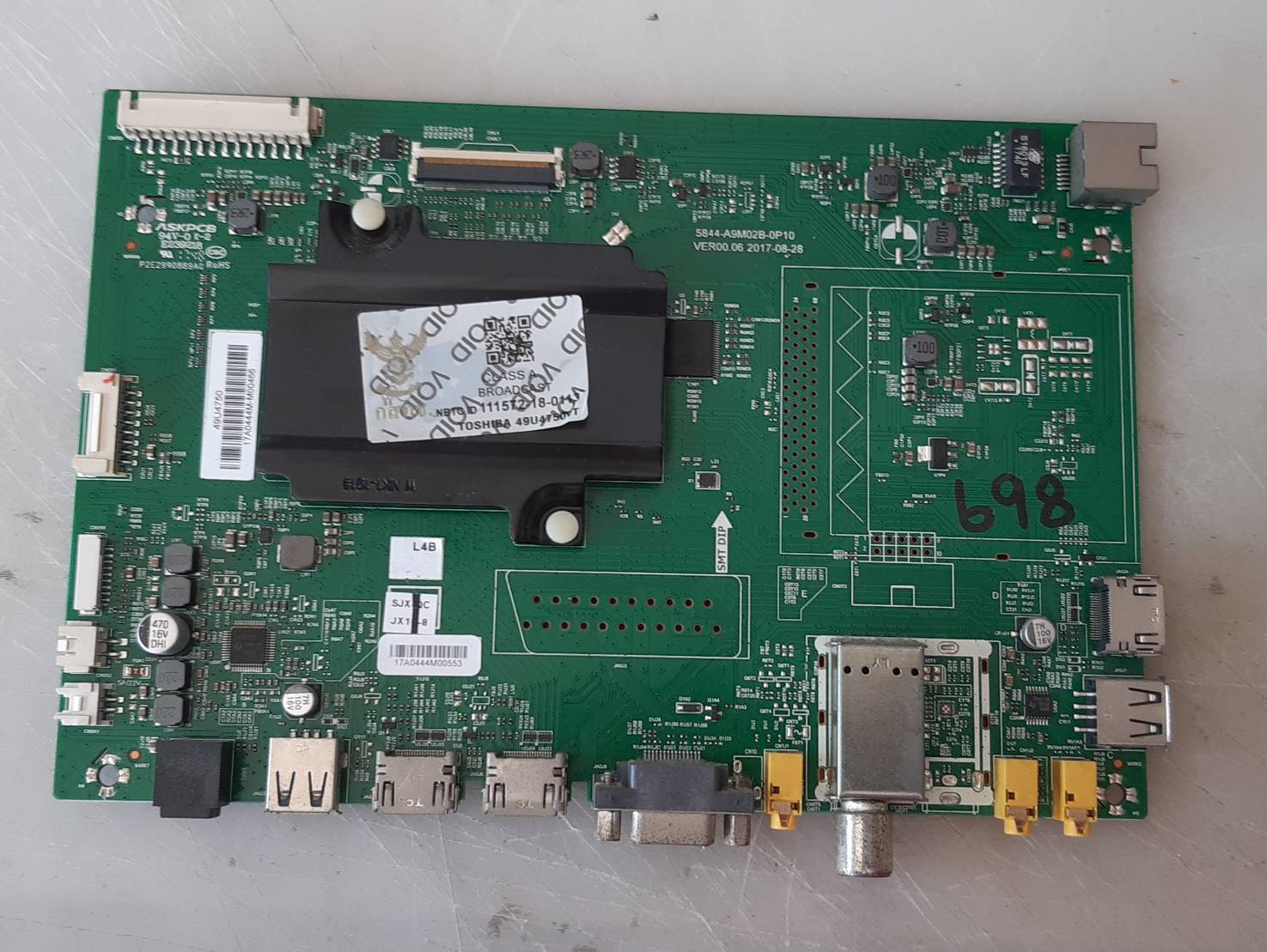 อันที่ 698 TOSHIBA 49U4750VT ซีสเตร็ม 5844-A9M02B-0P10 ดีเทสแล้ว