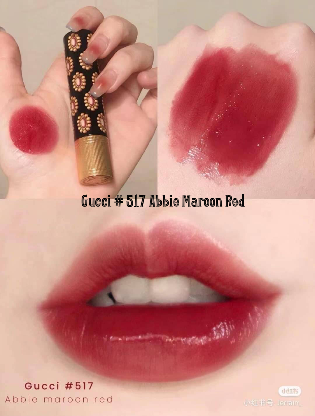 Gucci Rouge de Beaute Brillant Glow&Care Lip Colour 1.8g # 517 Abbie Maroon Red