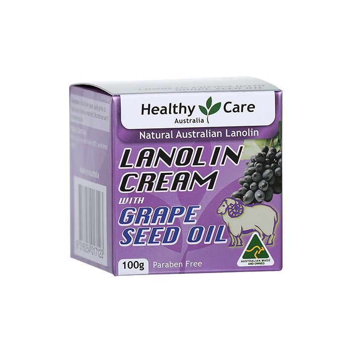 Healthy Care Lanolin Cream With Grape Seed 100g เฮลตี้แคร์ ลาโนลิน วิช เกรปซีด ครีมรกแกะผสมเกรดซีด ขนาด 100 มิลลิกรัม