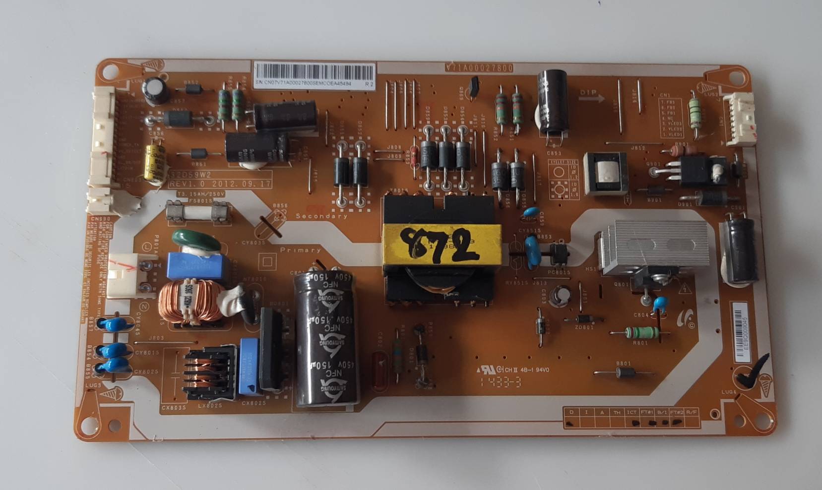 อันที่ 872 TOSHIBA 32L3450VT ซัฟฟลาย V71A00027800 ดีเทสแล้ว