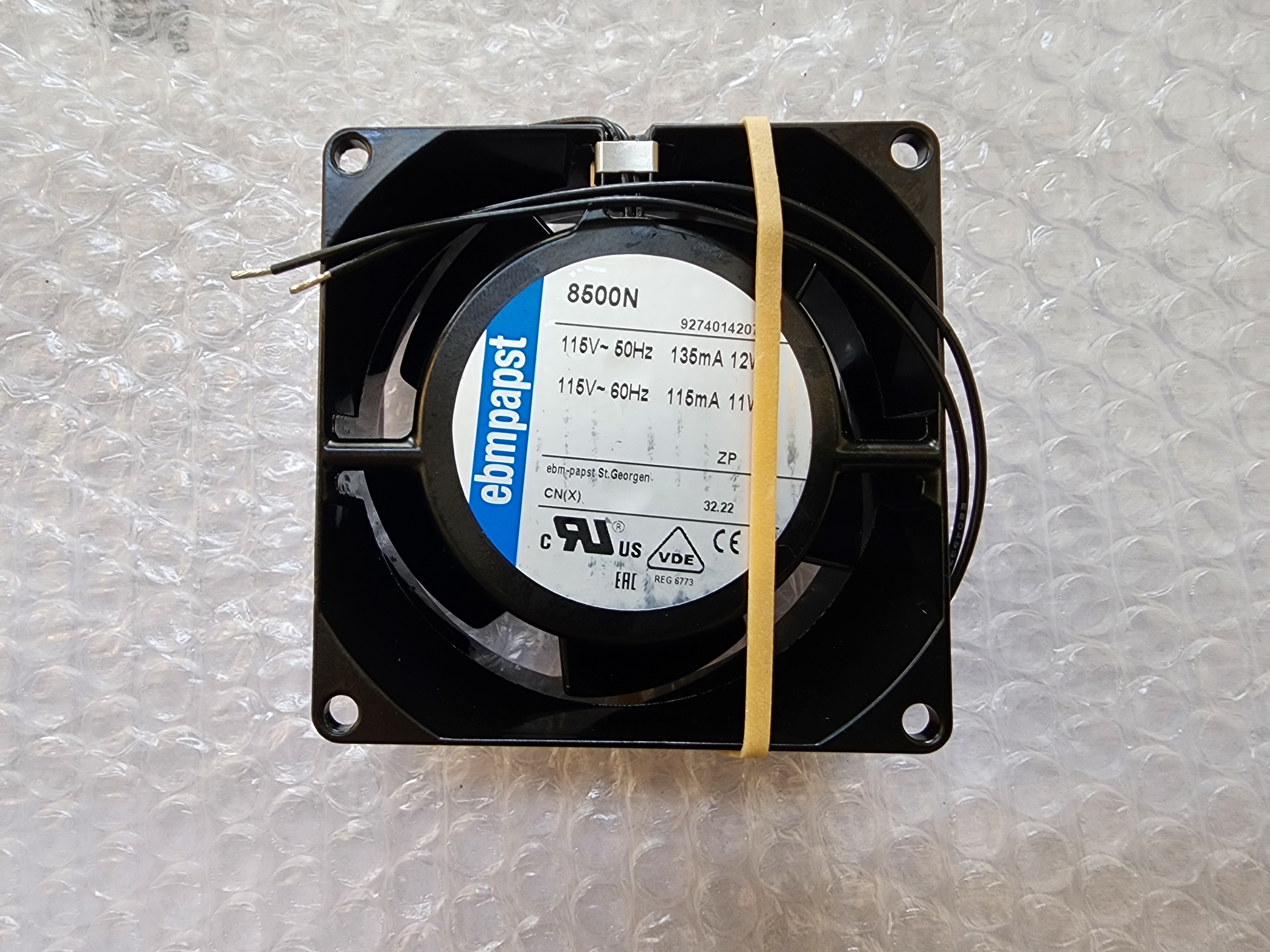 พัดลม AC 115V 12W รุ่น 8500N Size : 80x38mm 2 สาย