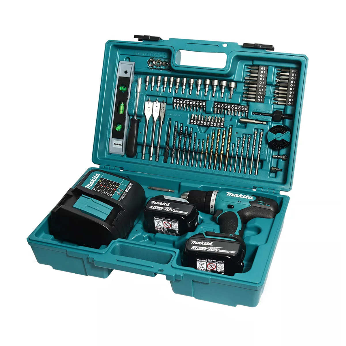 สว่านไขควงไร้สาย 18V MAKITA รุ่น DDF453FX13 ขนาด 1/2 นิ้ว เซตดอกสว่าน พร้อมแบต และแท่นชาร์ต