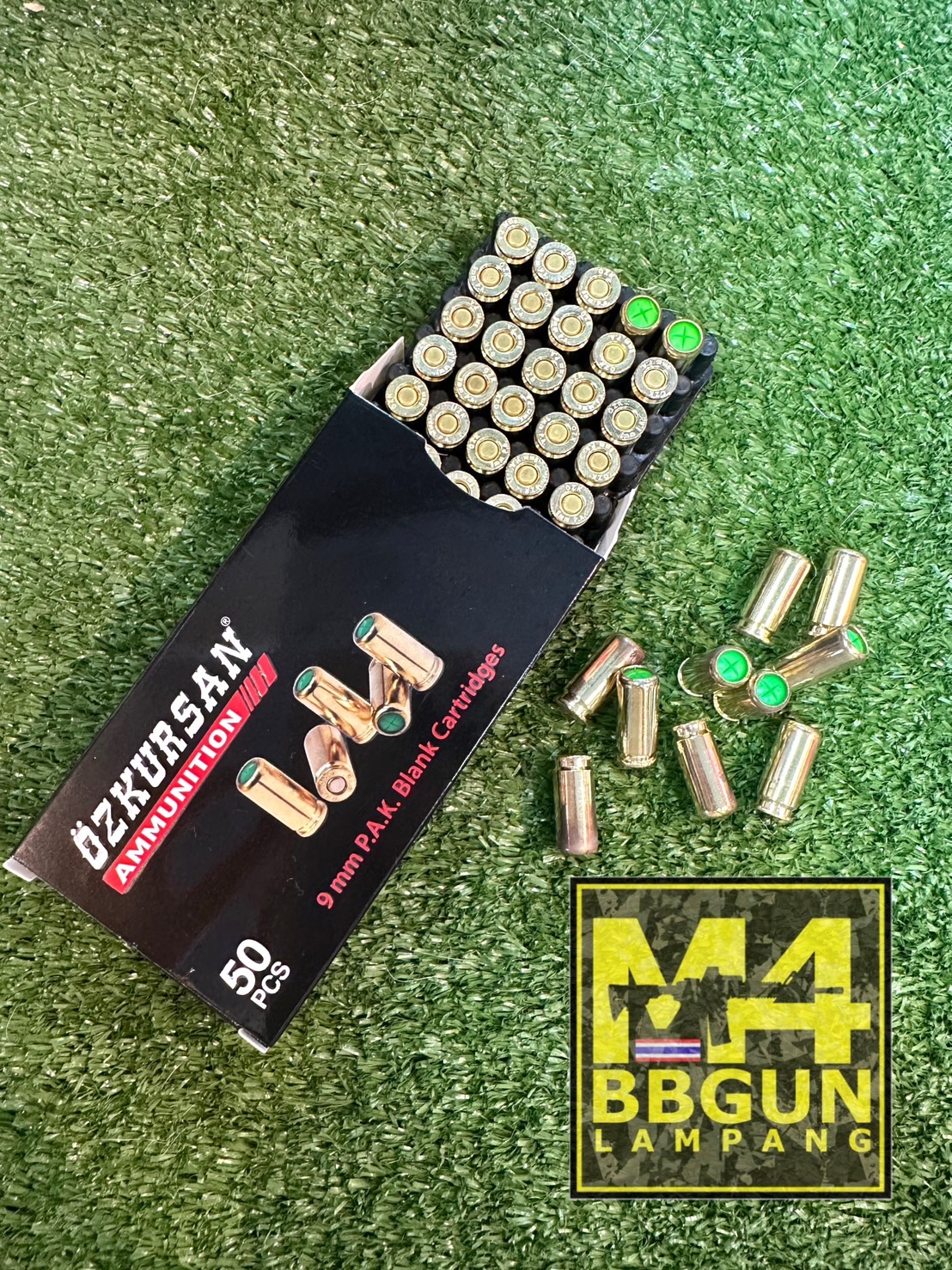 ลูกแบลงค์กันOzkursan Ammunition 9mm P.A.K ปลอกลูกสีทอง 50นัด/1กล่อง