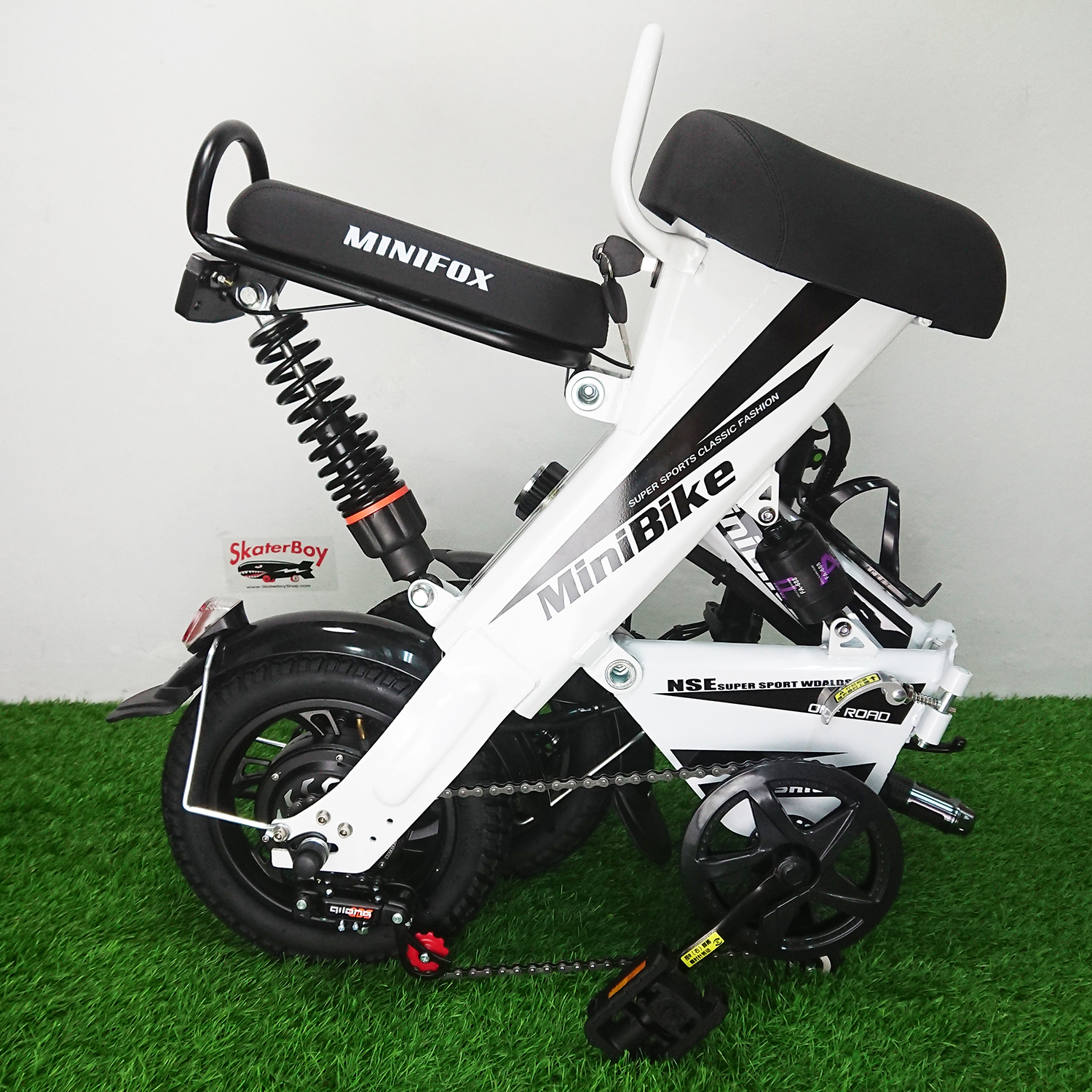 [0801] จักรยานไฟฟ้า รุ่น Mini 2ที่นั้ง พร้อมไฟเบรก แบต 48V รับประกัน6เดือน มี 3 สี ดำ แดง ขาว