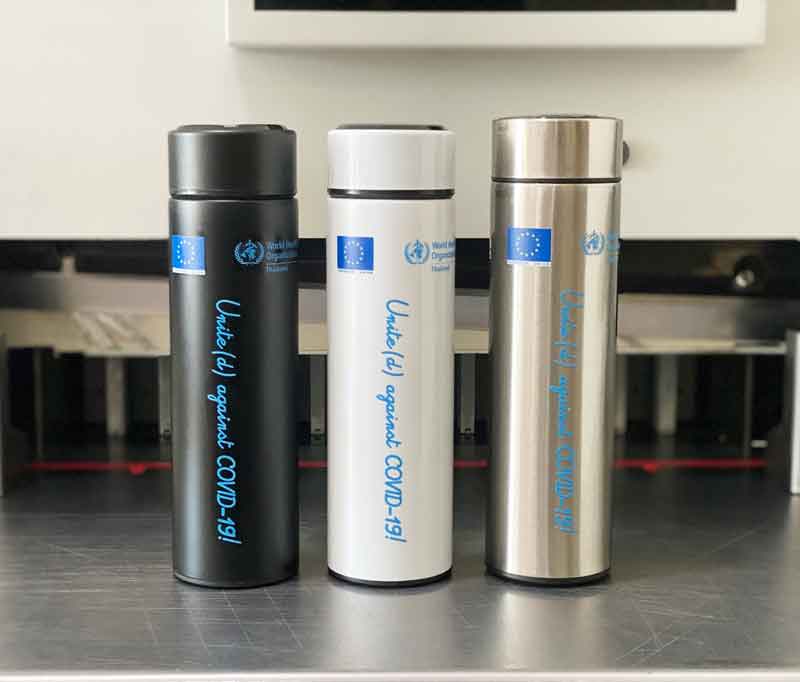 พิมพ์ UV โลโก้บริษัท สกรีน UV โลโก้บริษัท 4 สี