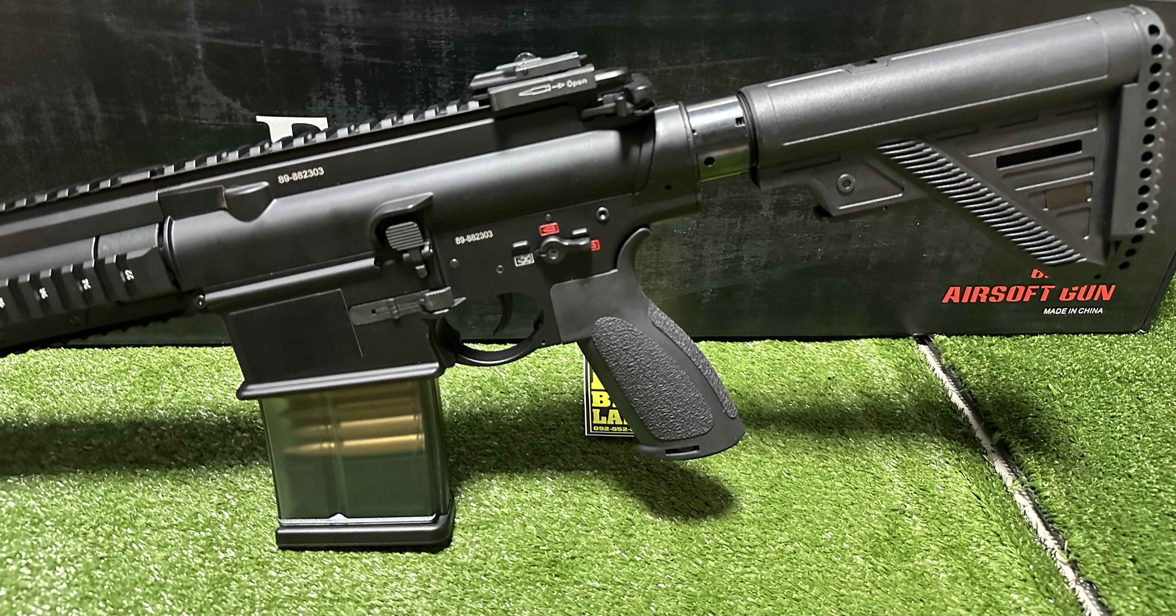 E&C 202 S2 ปืนอัดลมไฟฟ้า บอดี้ดำ HK417 ชุดรางหน้าสีดำ