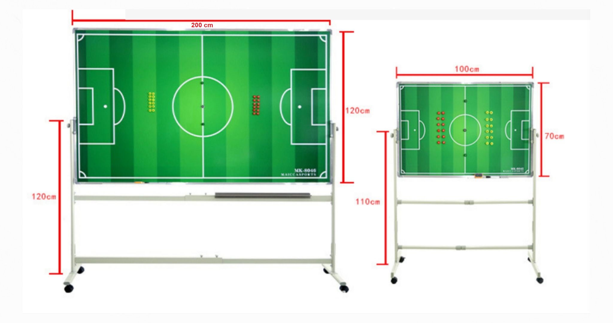 กระดานวางแผนฟุตบอล ฐานมีล้อ 200*120 CM ( 1 หน้า )