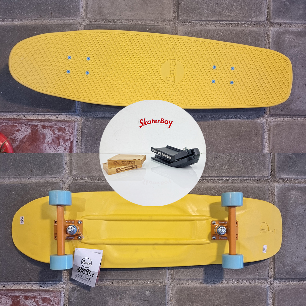 0202 สเก็ตบอร์ด Penny 32" street cruiser แปลง surfskate ใส่ Waterborne หลังไม้ Street surf skateboard