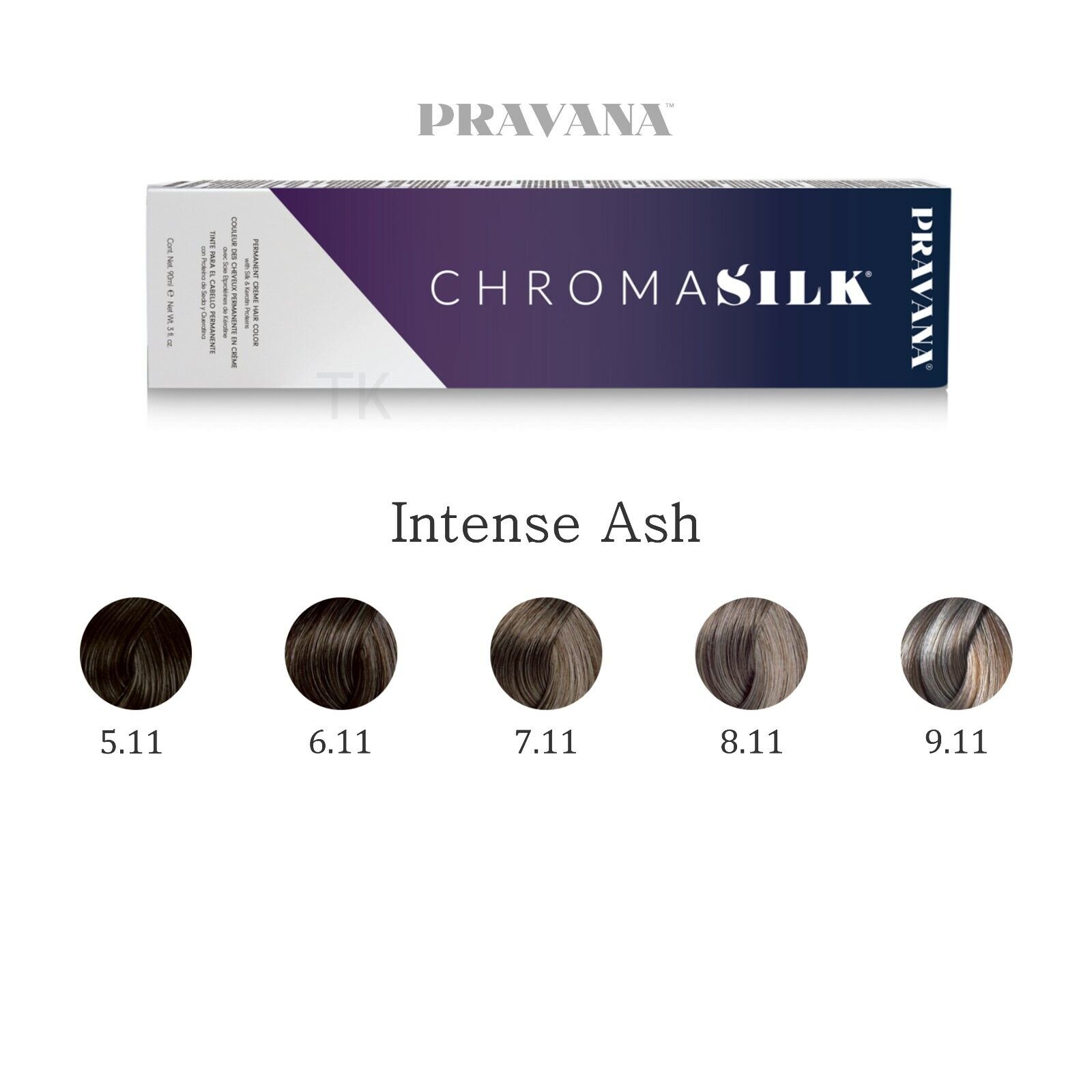 PRAVANA CHROMASILK Permanent Creme Hair Color 3oz, 5.11 Light Intense Ash Brown 0 กก.