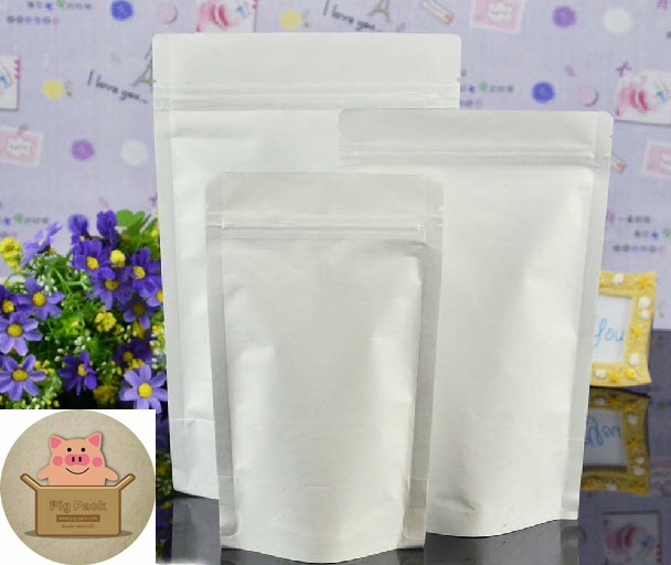 ซองซิปฟอยล์เนื้อดเงาตั้งได้สีขาว 100ชิ้น