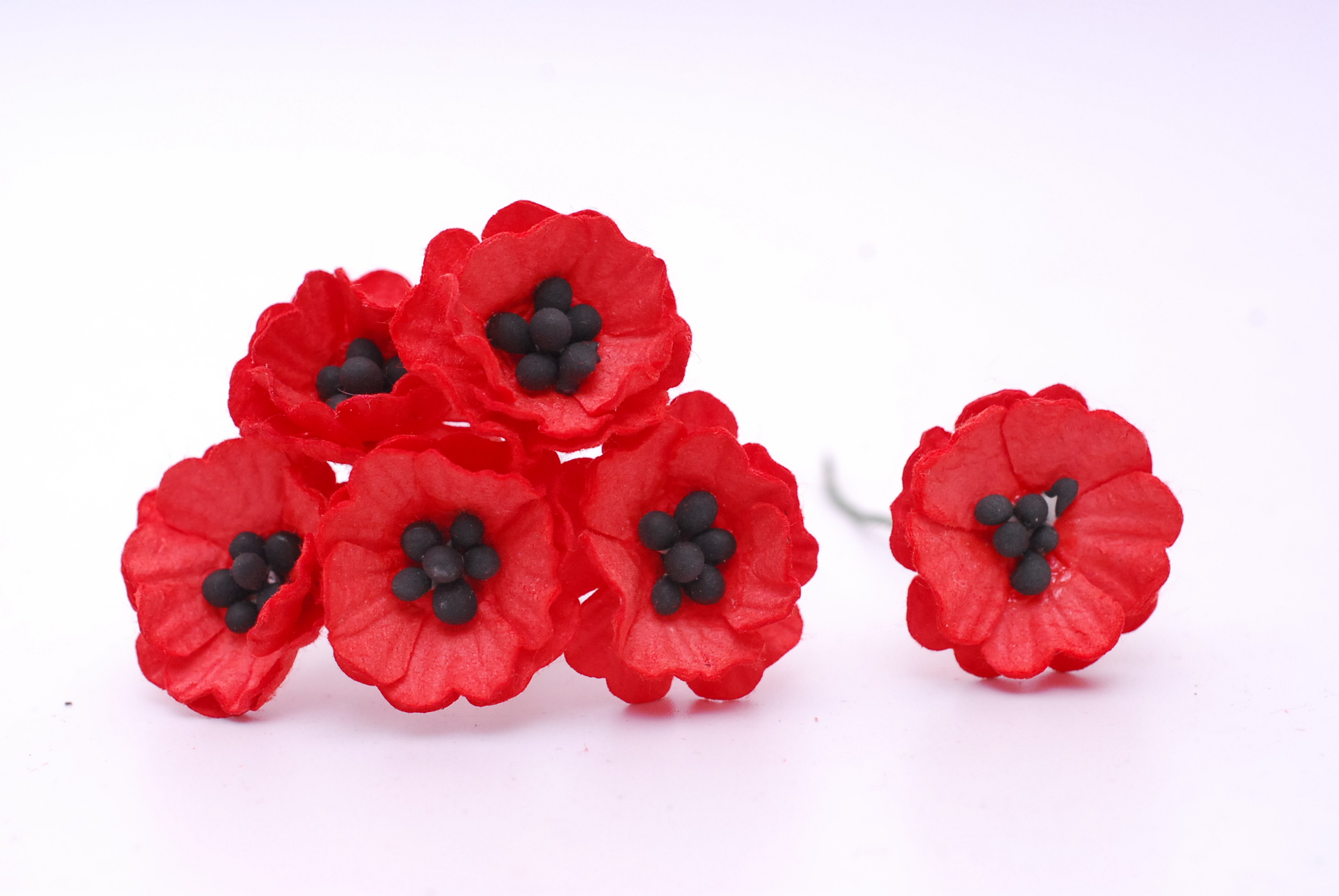 ดอกไม้กระดาษสา ดอกไม้กระดาษสา จตุจักร งานประดิษฐ์ ดอกไม้ทำข้อมือเพื่อนเจ้าสาว แต่งงาน,Red Poppy, ดอกไม้กระดาษ poppy สีแดง Red colorขนาด 2.00 cm. สำเนา