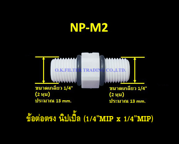 ข้อต่อตรง นิปเปิ้ล (1/4MIP x 1/4MIP)
