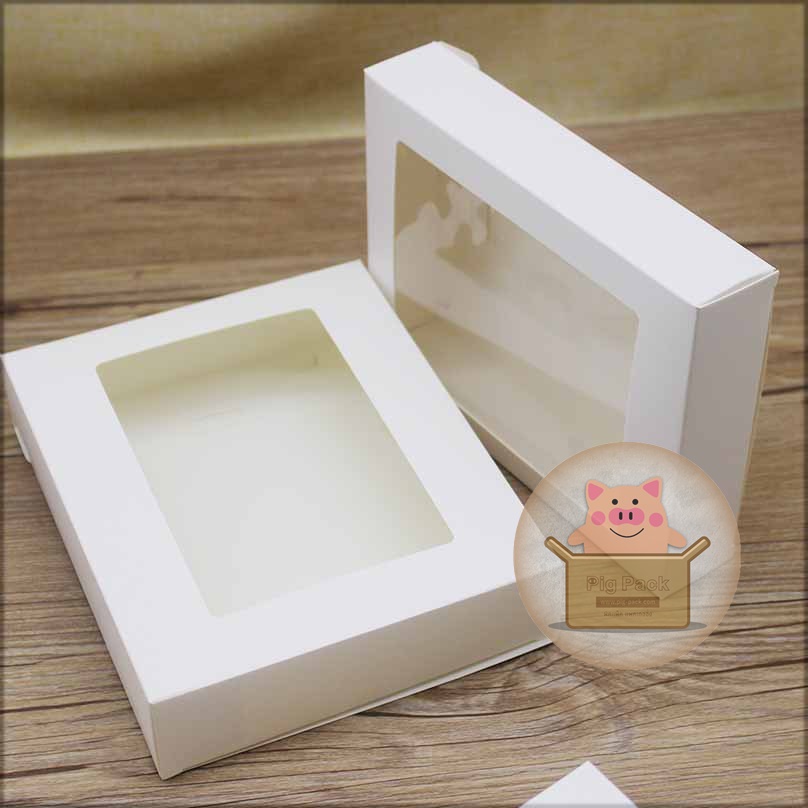 กล่องกระดาษขาวโชว์หน้าสินค้า ขนาด8x10x2cm แพ็ค50ชิ้น :007776