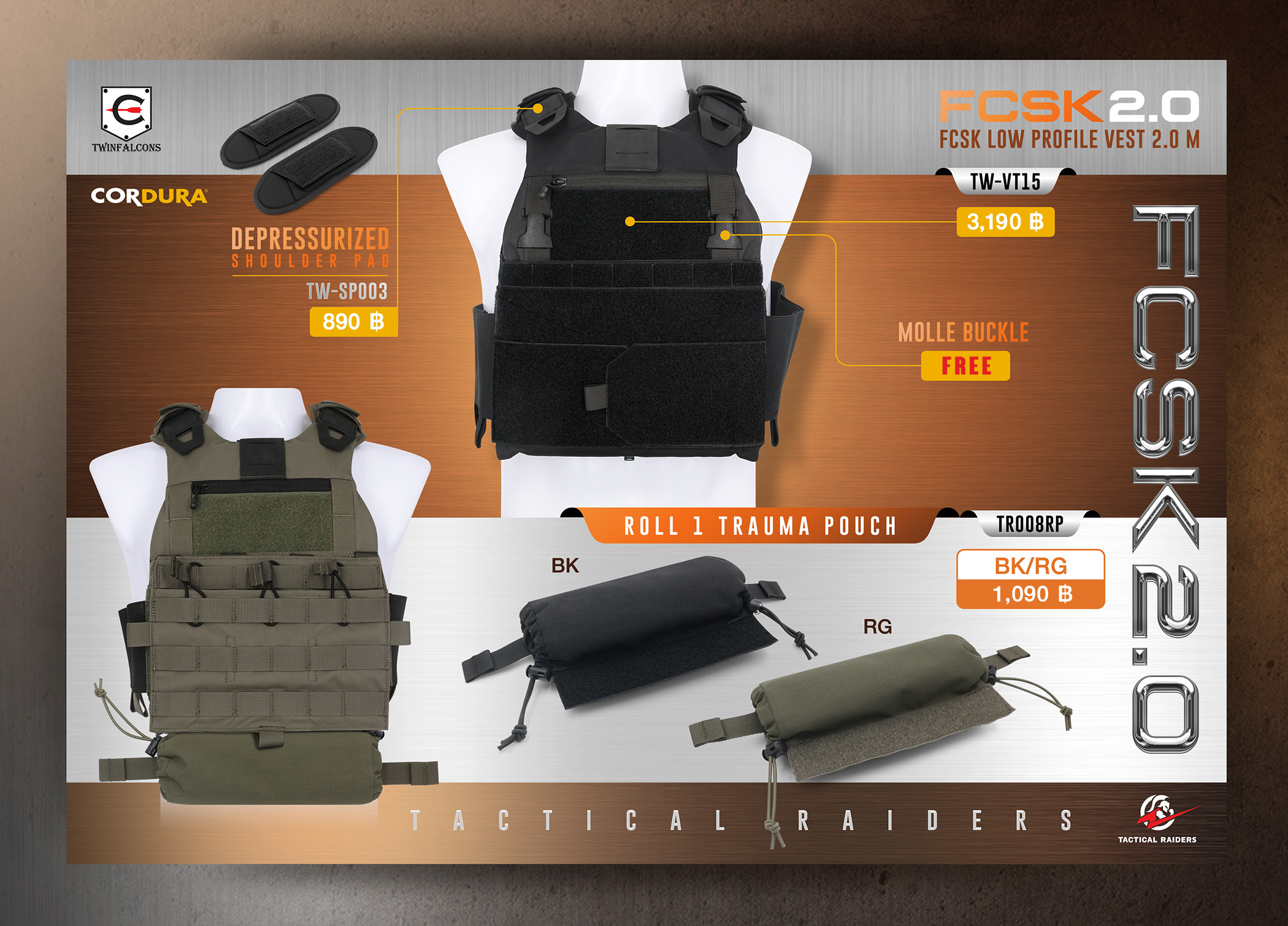 FCSK 2.0 Plate Carrier (Twinfalcons) /รองบ่า/ กระเป๋าติดเวส (Tactical Rider)